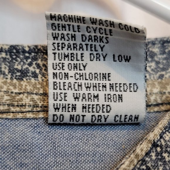 Vintage Bugle Boy Company Collarless Button Up Shirt Blue Tan Stripes XL - Picture 8 of 12